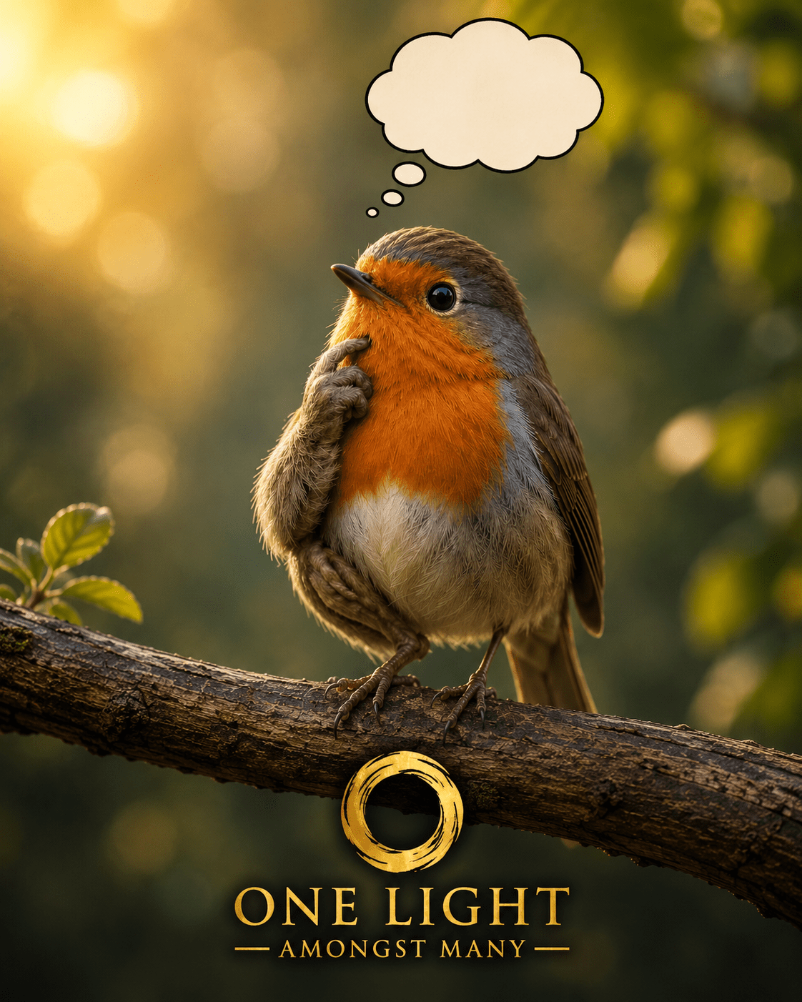 Robin bird perched on a tree branch