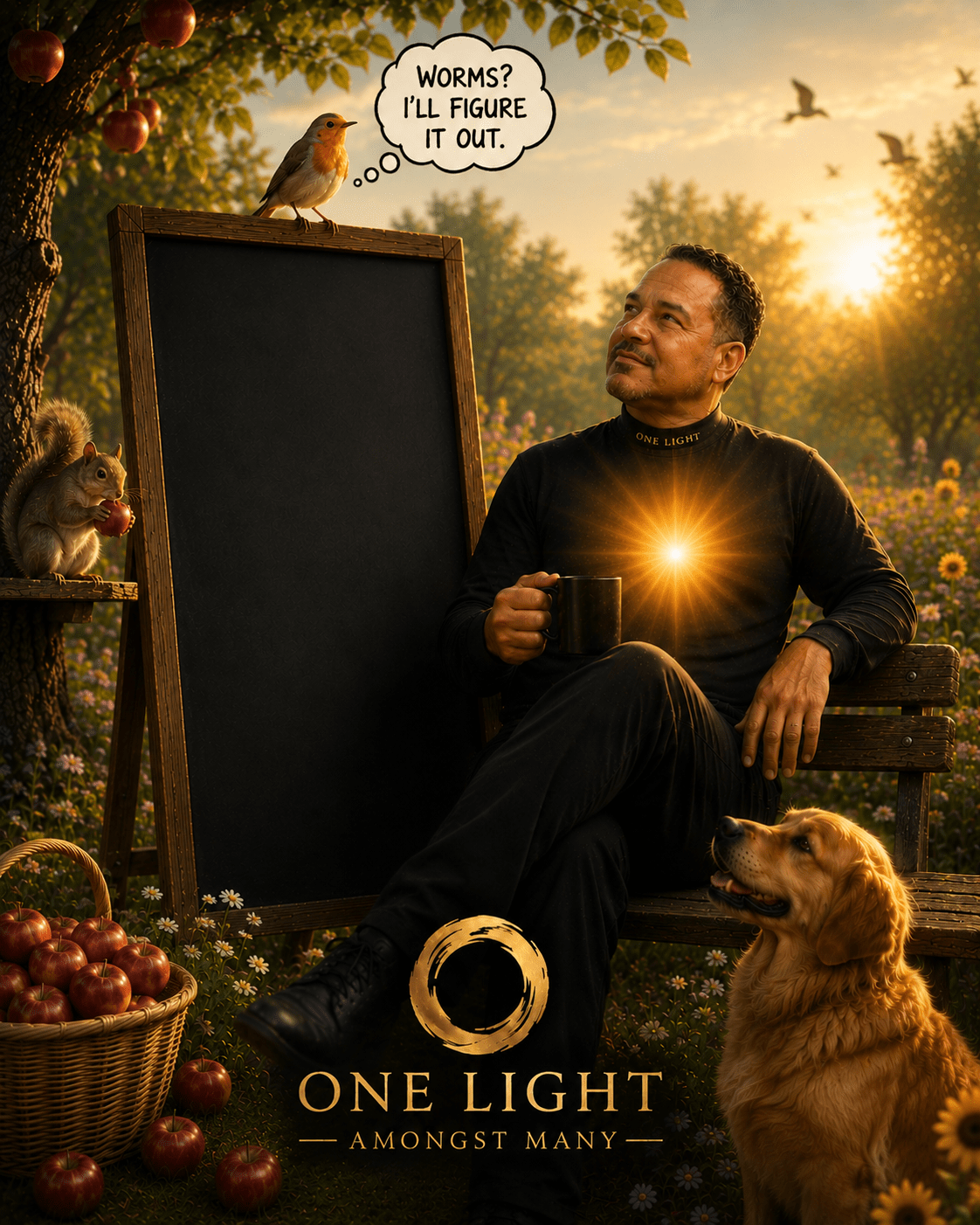 Portrait of the author with a glowing heart